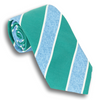 Teal with White and Ocean Blue Striped Silk Tie