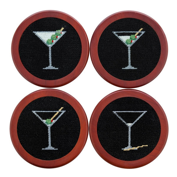 Martini Needlepoint Coasters (Set of 4 with holder)