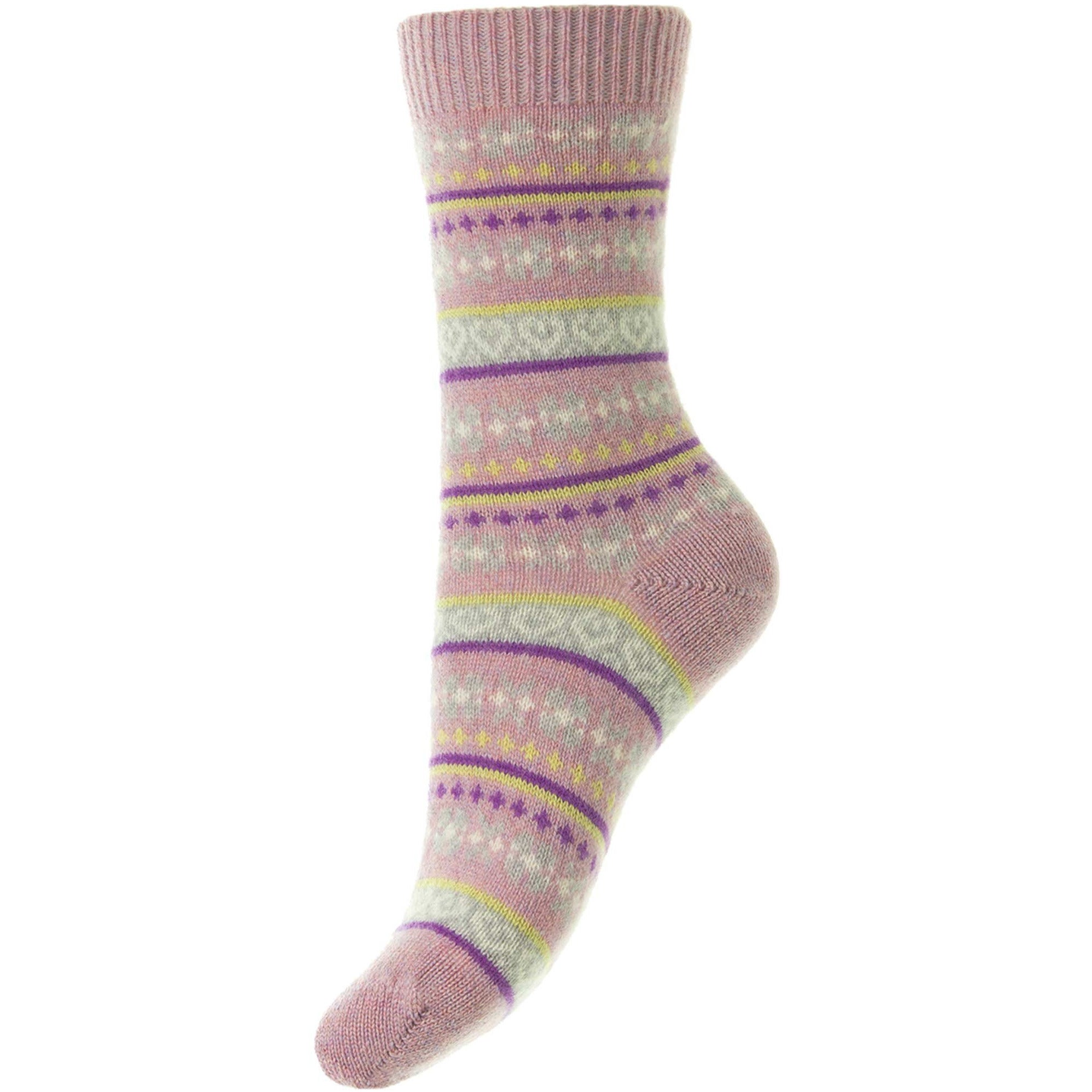 Arabella Heart Fairisle Cashmere Ladies Socks