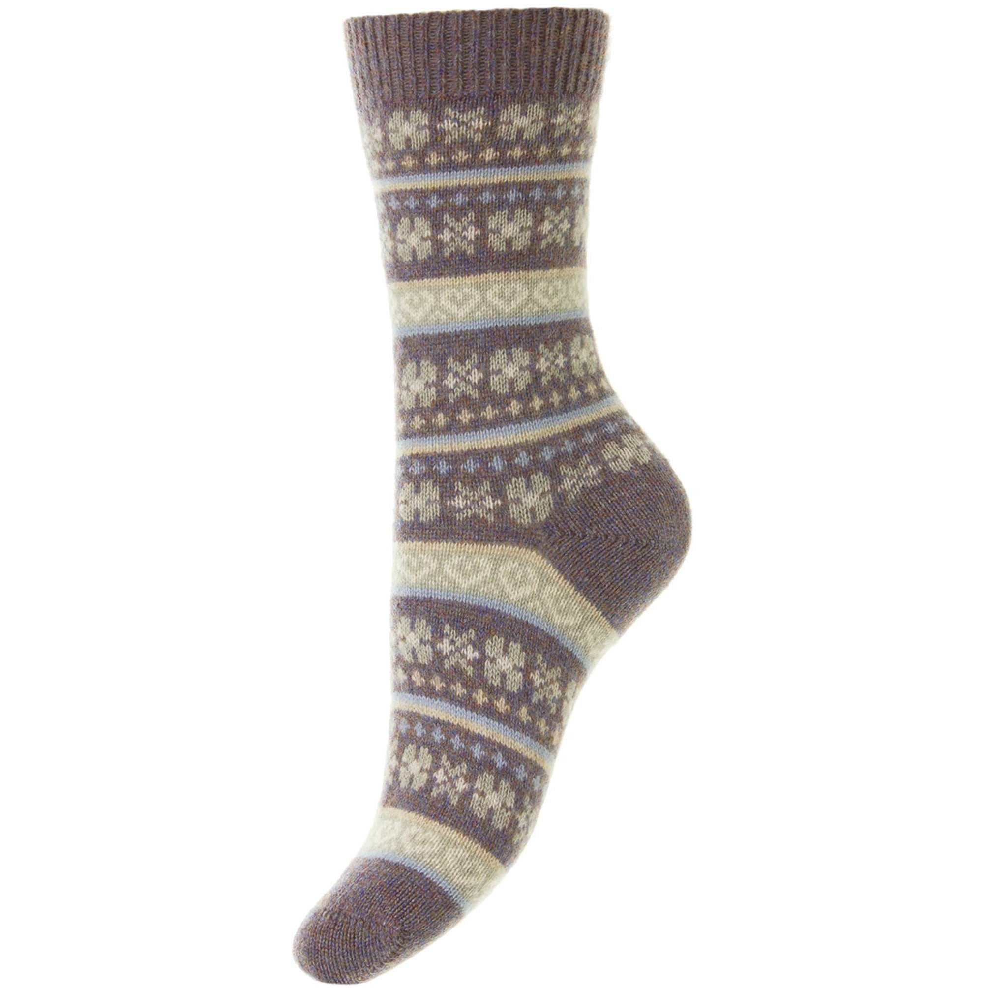 Arabella Heart Fairisle Cashmere Ladies Socks