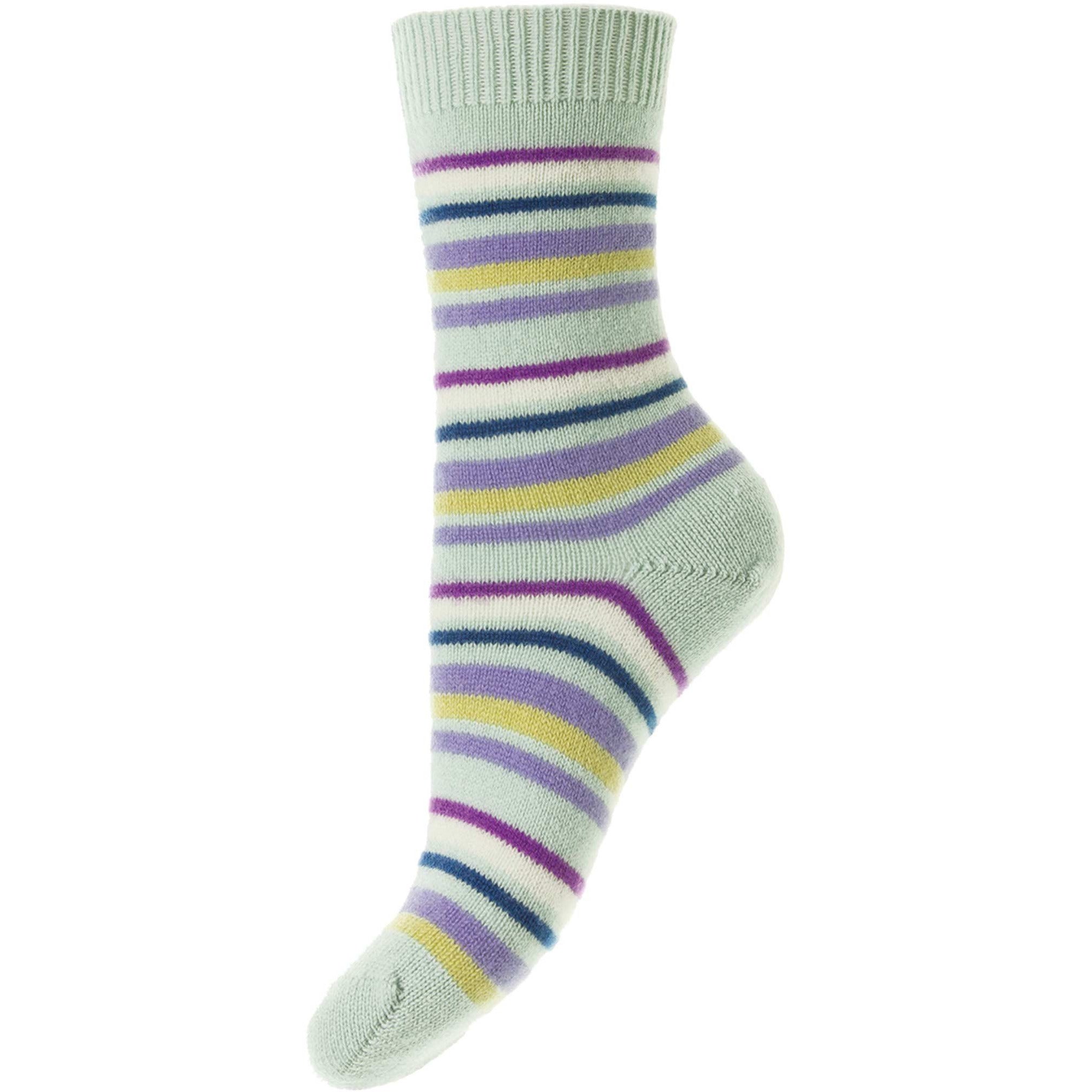 Alexandra Multi Stripes Cashmere Ladies Socks