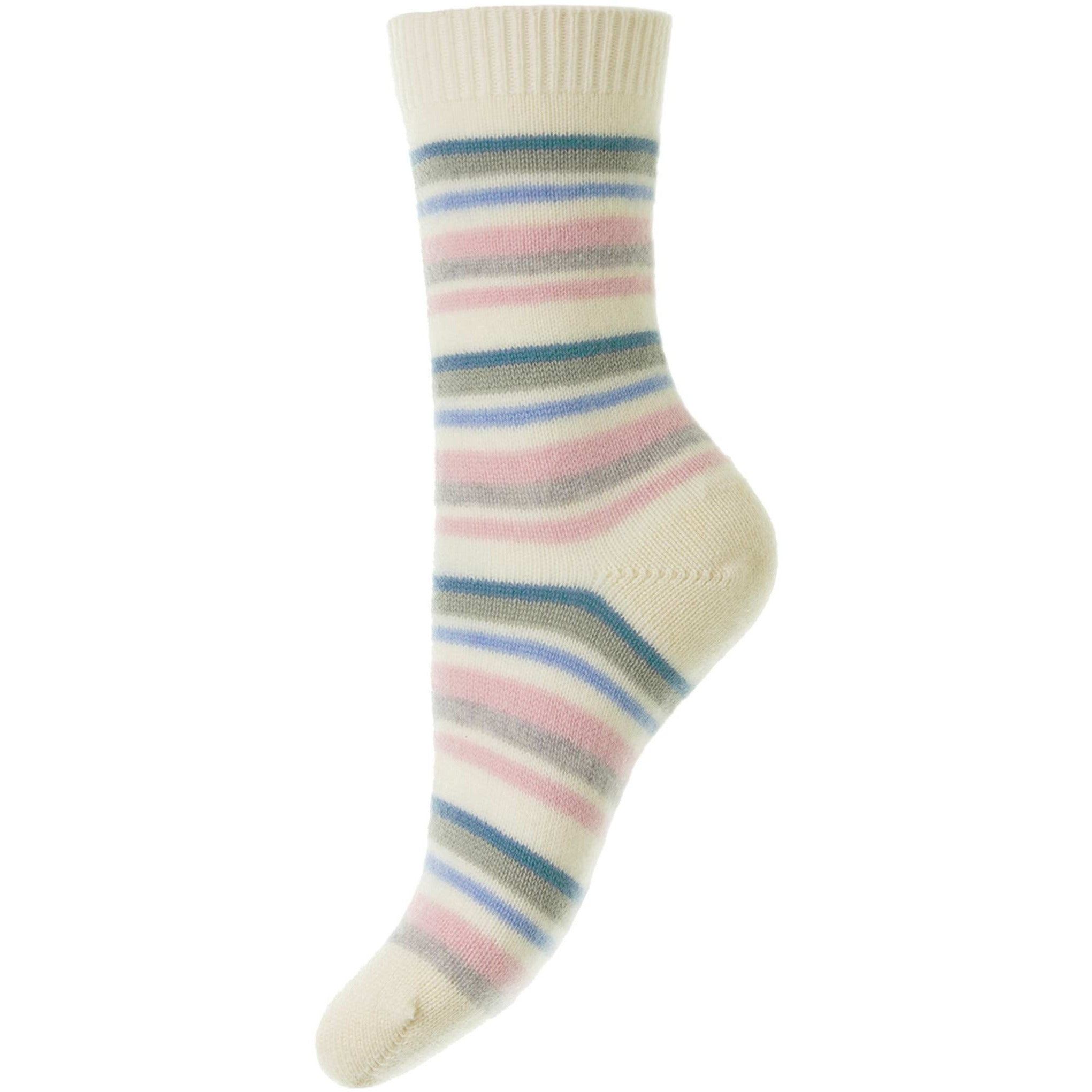 Alexandra Multi Stripes Cashmere Ladies Socks